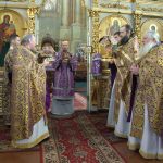 В Неделю 5-ю Великого поста епископ Вениамин совершил Литургию в Благовещенском монастыре