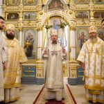 В канун Собора Пресвятой Богородицы епископ Борисовский и Марьиногорский Амвросий сослужил Патриаршему Экзарху